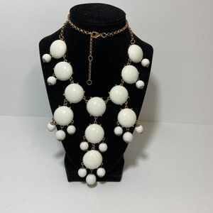 White Gold Tone Bubble Bead Bib Statement Necklace Chunky Fun Fashion